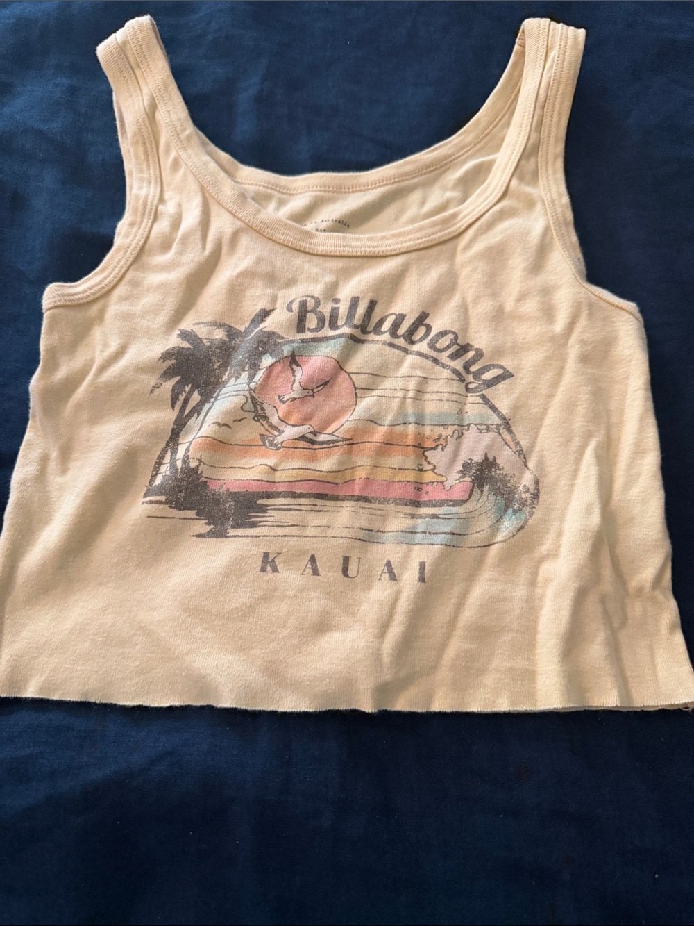 Billabong Light Yellow Ribbed Crop Tank